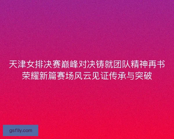 天津女排决赛巅峰对决铸就团队精神再书荣耀新篇赛场风云见证传承与突破